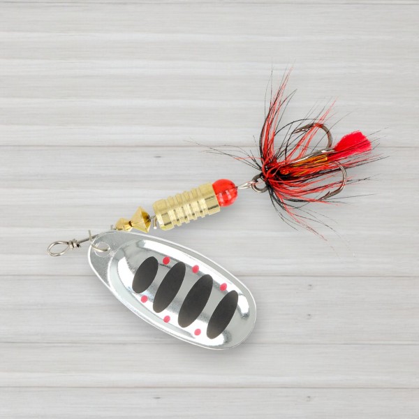 Блешня обертова ZEOX Dominator № 3, 6г, колір 008 Silver-Black Dot